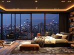 modern-bedroom-with-cityscape-view-at-night